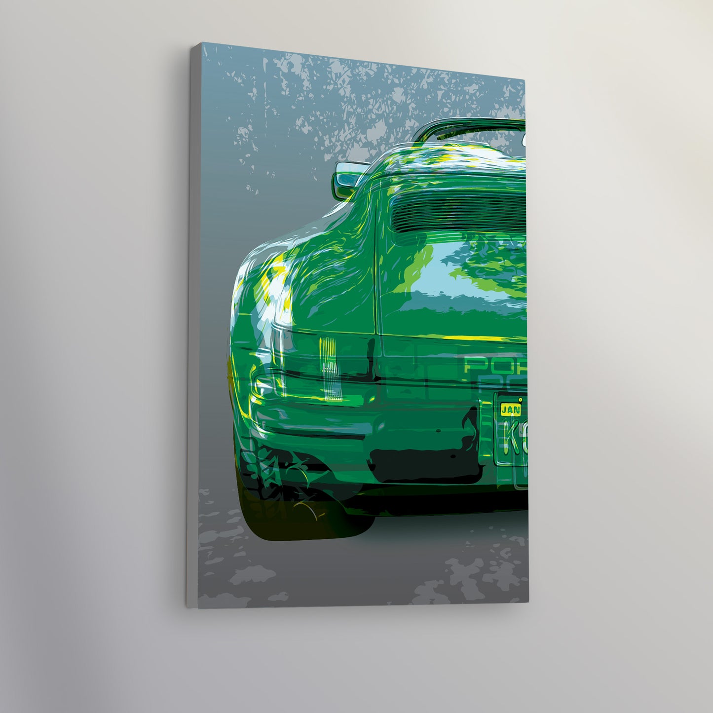 Porsche 911 Speedster, Racing Green on Grey, Canvas Gallery Wrap