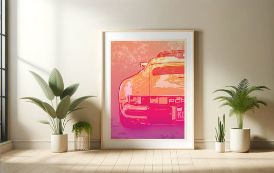 High Quality Print: Porsche 911 Speedster 1989 - Orange Pink