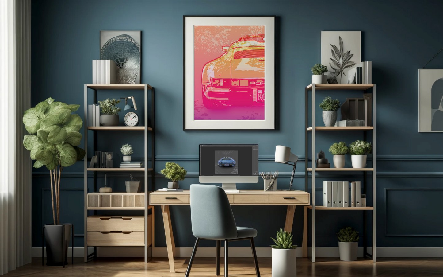 High Quality Print: Porsche 911 Speedster 1989 - Orange Pink