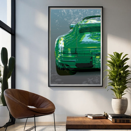 Porsche 911 Speedster, Racing Green on Grey, Canvas Gallery Wrap