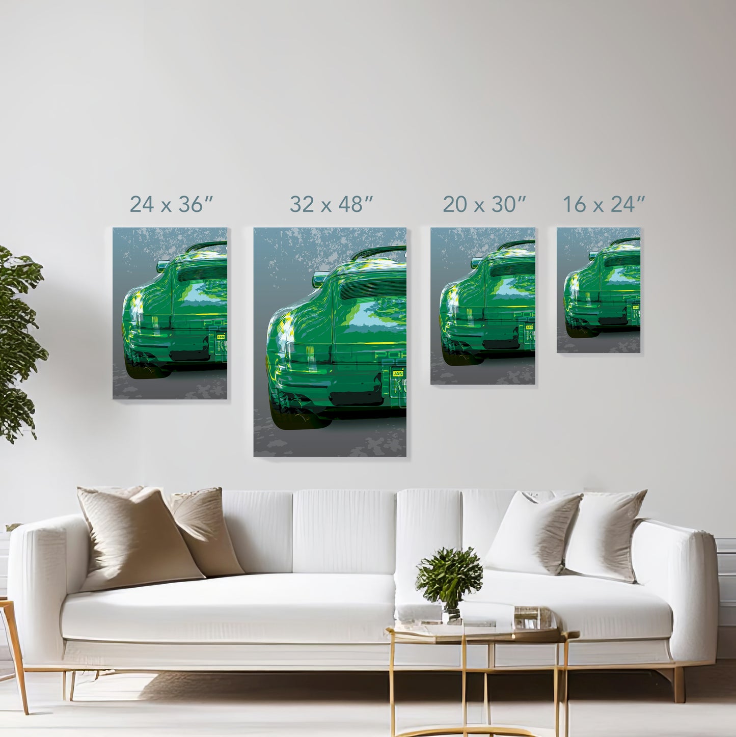Porsche 911 Speedster, Racing Green on Grey, Canvas Gallery Wrap