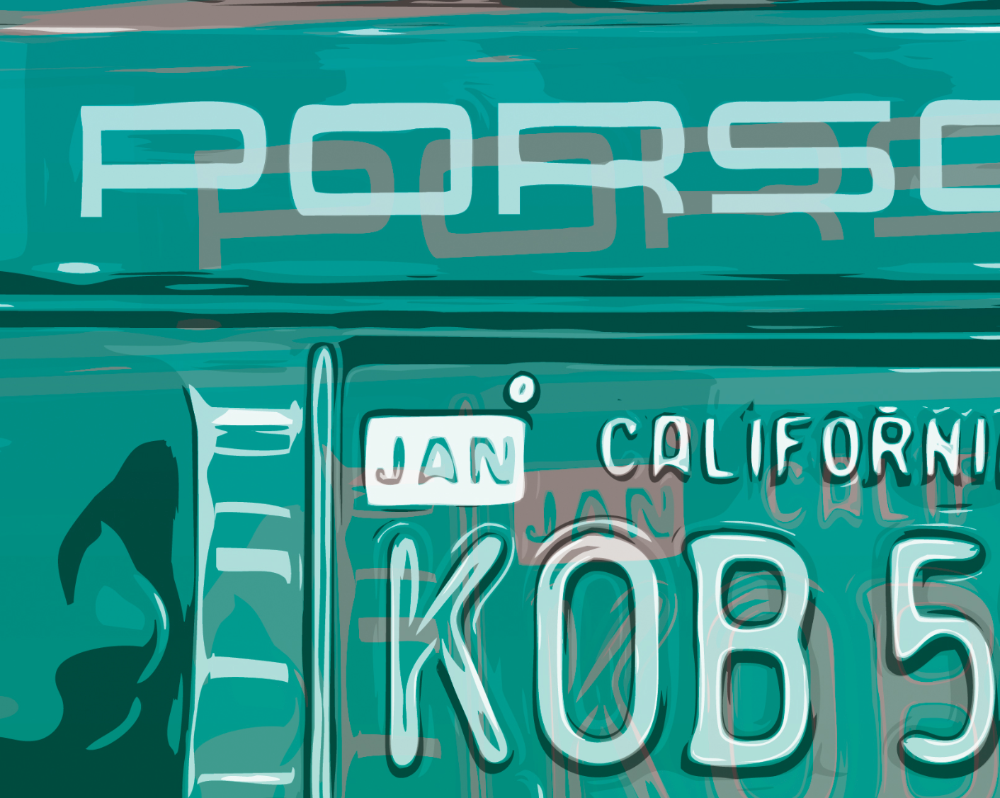 Porsche 911 Speedster, Teal Green on Grey, Museum Quality Canvas Gallery Wrap