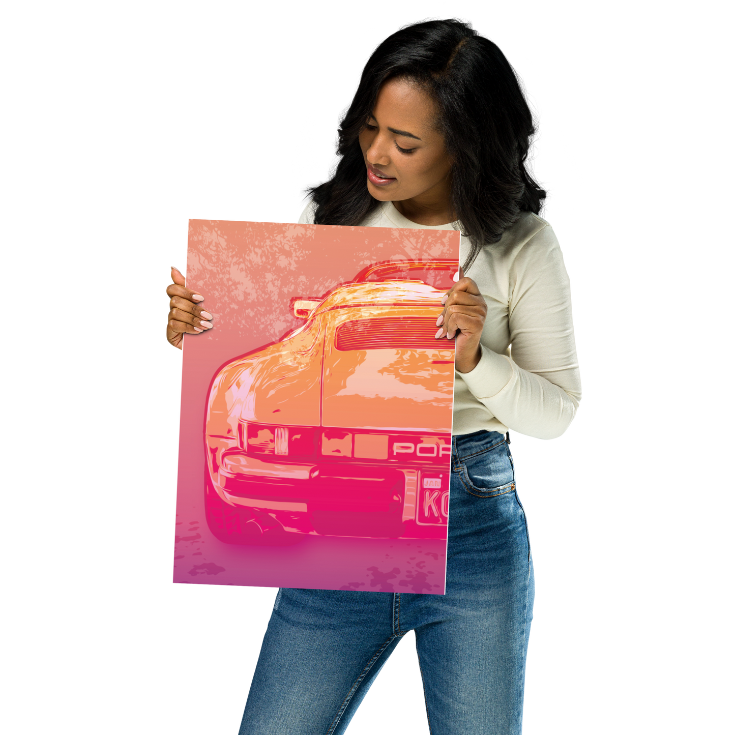 High Quality Print: Porsche 911 Speedster 1989 - Orange Pink