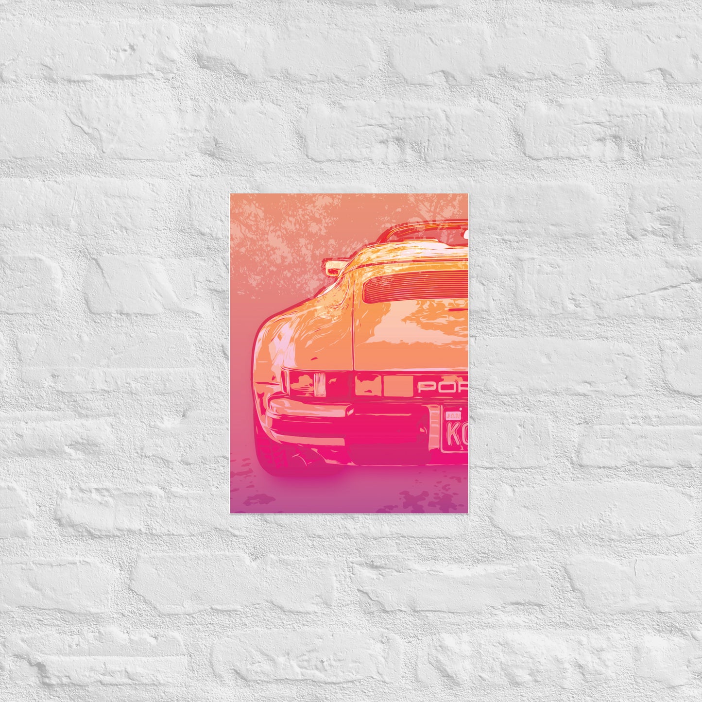 High Quality Print: Porsche 911 Speedster 1989 - Orange Pink