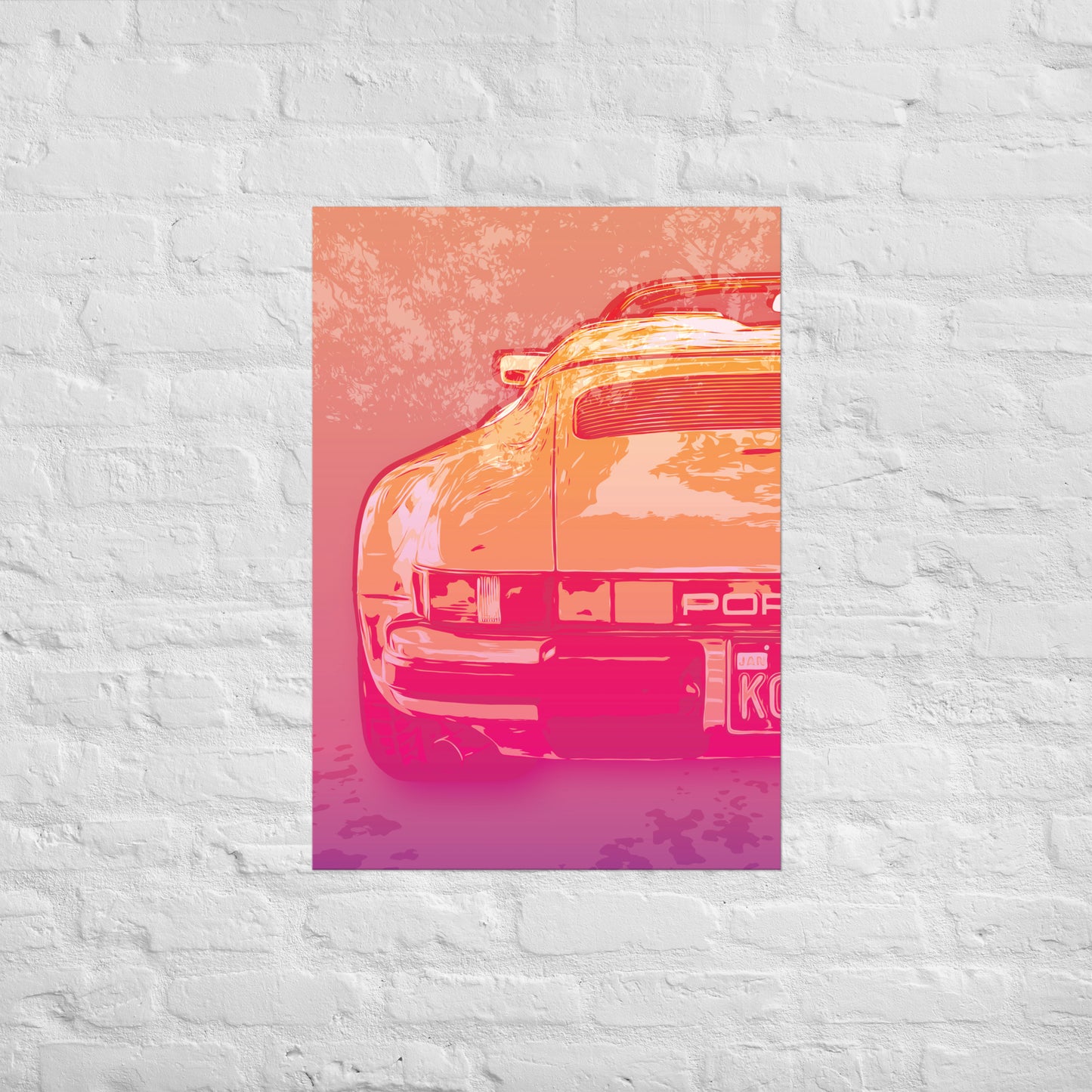 High Quality Print: Porsche 911 Speedster 1989 - Orange Pink