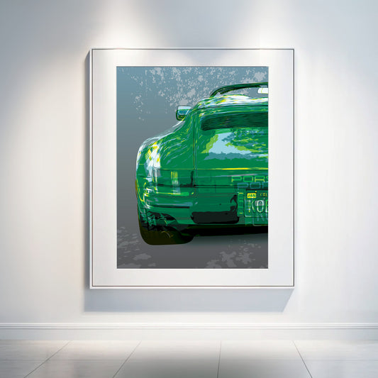 Porsche 911 Speedster, Racing Green on Grey, Canvas Gallery Wrap